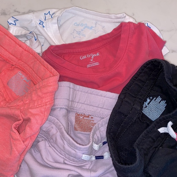 7 Piece Set Cat & Jack Carter’s Girl’s Play Bundle: 2 t-shirts, 5 shorts (2T) - Picture 4 of 8